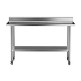 Cefito Stainless Steel Kitchen Bench w/ Splashback Work Table Prep Bench Commercial 1500x600MM 430 - Cefito