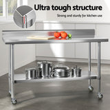Cefito Stainless Steel Kitchen Bench w/ Splashback Work Table Prep Bench Commercial 1500x600MM 430 - Cefito