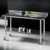 Cefito Stainless Steel Kitchen Bench w/ Splashback Work Table Prep Bench Commercial 1500x600MM 430 - Cefito