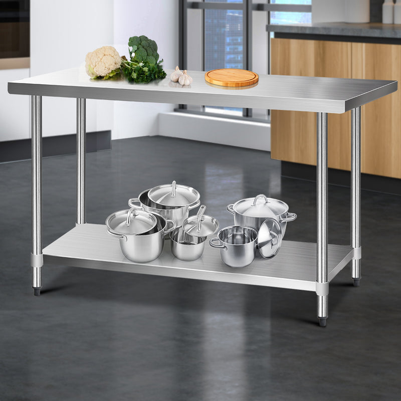 Cefito 1524x610mm Stainless Steel Kitchen Bench with Wheels 436