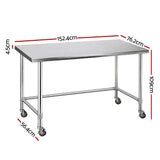 Cefito 1524x762mm Stainless Steel Kitchen Bench w/ Splashback Work Table Prep Bench Commercial 430 - Cefito