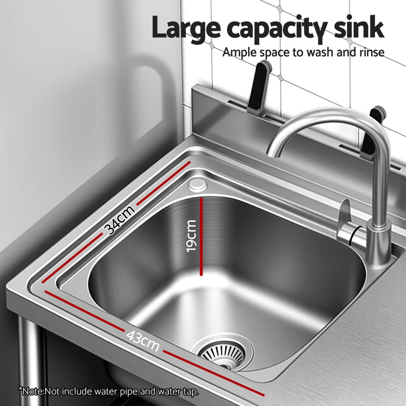 Cefito Stainless Steel Kitchen Bench Work Table with Sink Splashback 120cm - Cefito