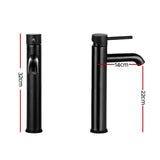 Cefito Bathroom Basin Mixer Tap Round Tall Faucet Vanity Laundry Black - Cefito