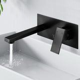 Cefito WELS Bathroom Tap Wall Square Black Basin Mixer Taps Vanity Brass Faucet - Cefito