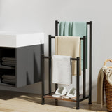 3 Tier Towel Rack Rail Freestanding Holder Bathroom Organizer Laundry Drying Bar - Cefito