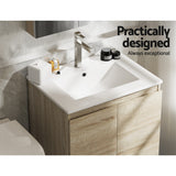Cefito Vanity Unit Basin Cabinet Storage Bathroom Wall Mounted Ceramic 600mm Oak - Cefito