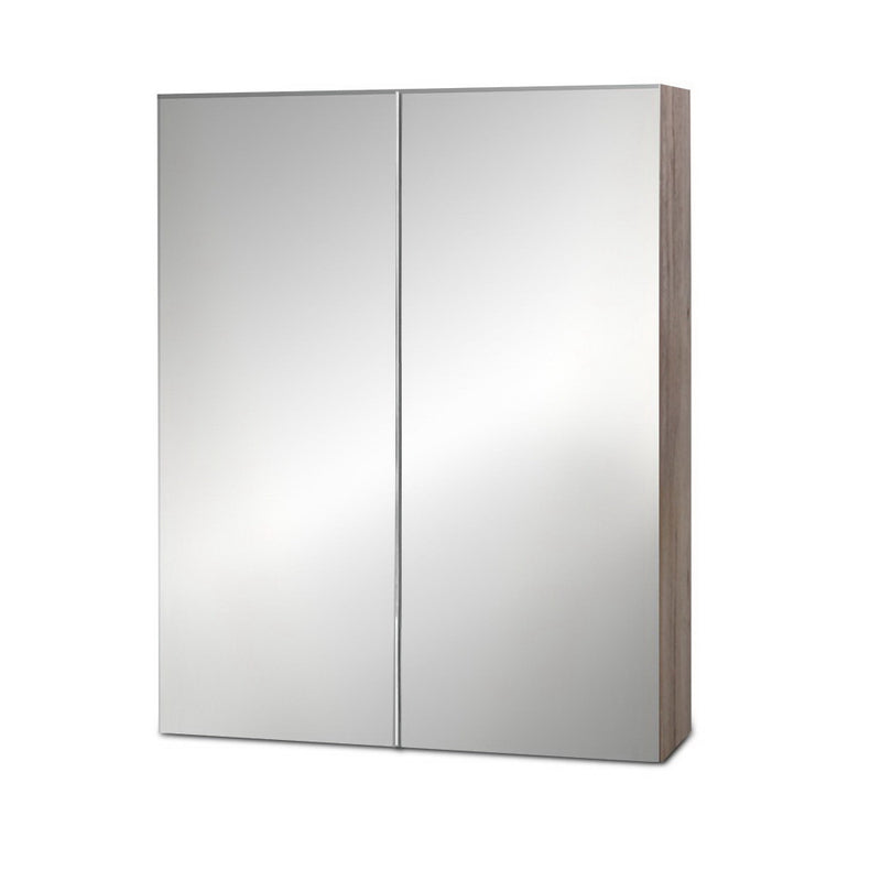 Cefito Bathroom Mirror Cabinet Vanity Medicine Shave Wooden Natural 600mm x720mm - Cefito