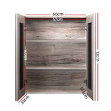 Cefito Bathroom Mirror Cabinet Vanity Medicine Shave Wooden Natural 600mm x720mm - Cefito