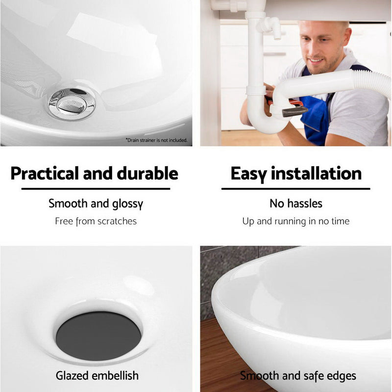 Cefito Ceramic Oval Sink Bowl White