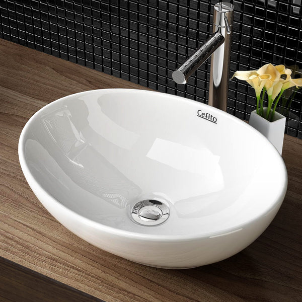 Cefito Ceramic Oval Sink Bowl White