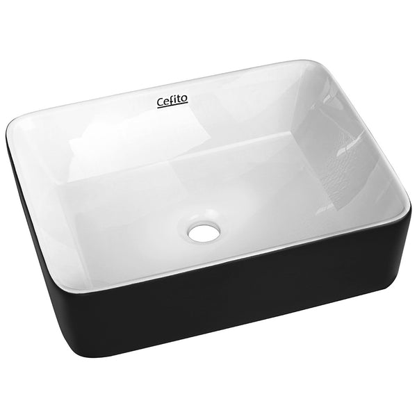 Cefito Ceramic Bathroom Basin Sink Vanity Above Counter Basins Bowl Black White - Cefito