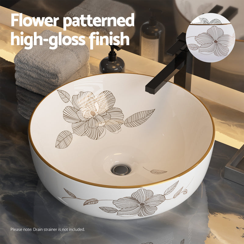 Cefito Bathroom Basin Ceramic Vanity Sink Hand Wash Bowl with Pattern 41x41cm - Cefito