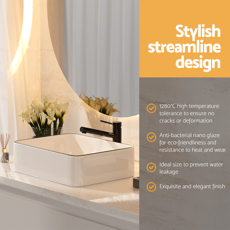 Cefito Bathroom Basin Ceramic Vanity Sink Hand Wash Bowl Above Counter 48x37cm - Cefito