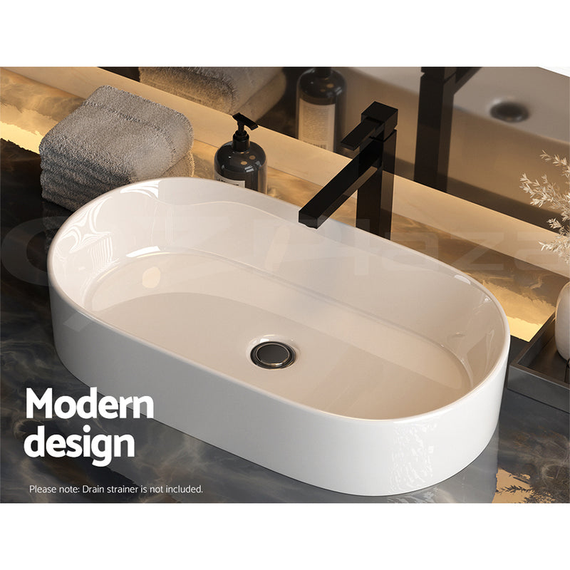 Cefito Bathroom Basin Vanity Ceramic Basin Above Counter Hand Wash Long Shape - Cefito