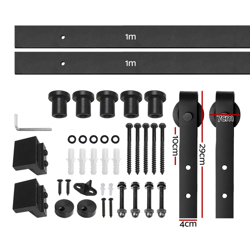 Cefito Sliding Barn Door Hardware Track Set 2m Roller Kit Slide Office Bedroom - Cefito
