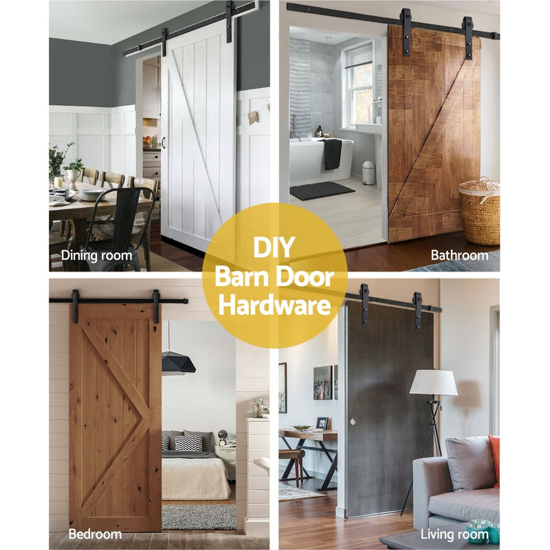 Cefito Sliding Barn Door Hardware Track Set 2m Roller Kit Slide Office Bedroom - Cefito