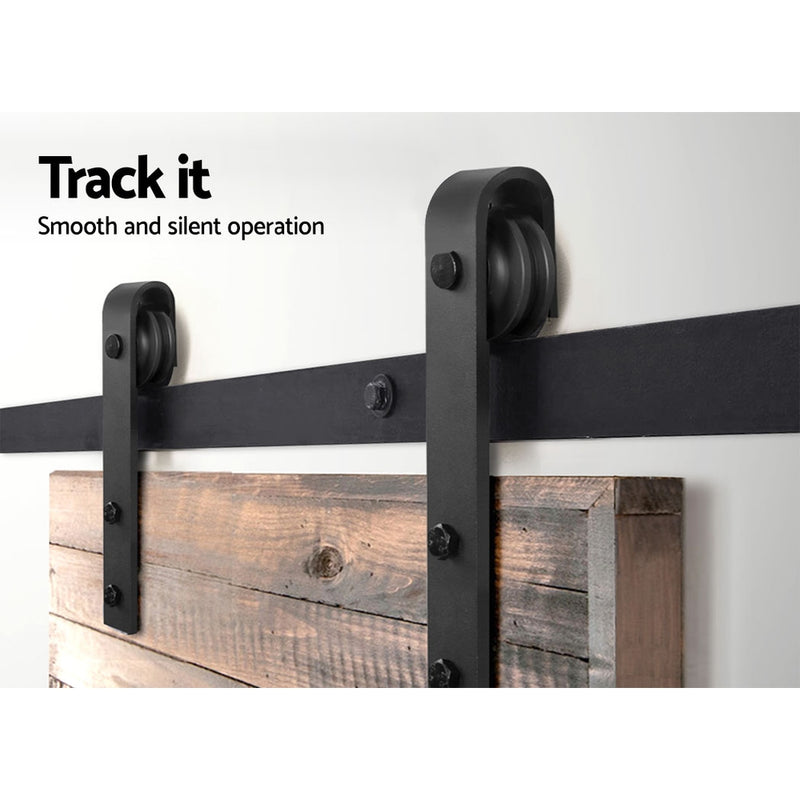 Cefito Sliding Barn Door Hardware Track Set 2m Roller Kit Slide Office Bedroom - Cefito