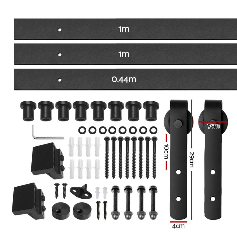 Cefito Sliding Barn Door Hardware Track Set 2.44m Roller Kit Slide Office - Cefito