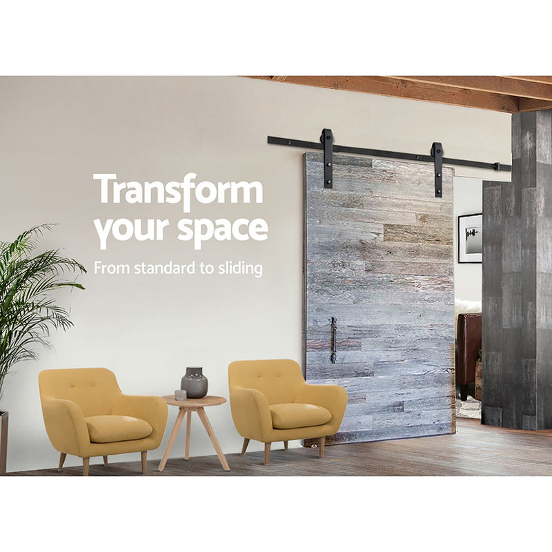 Cefito Sliding Barn Door Hardware Track Set 2.44m Roller Kit Slide Office - Cefito