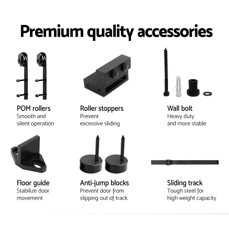 Cefito Sliding Barn Door Hardware Track Set 2.44m Roller Kit Slide Office - Cefito