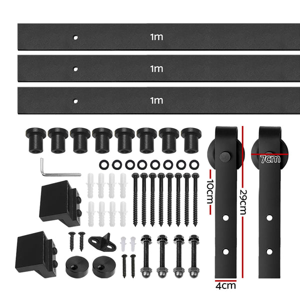 Cefito Sliding Barn Door Hardware Track Roller Set 3m Kit Slide Office Bedroom - Cefito