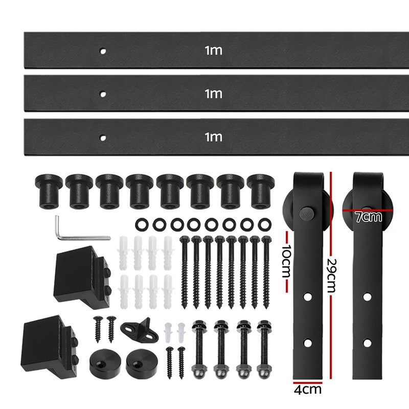 Cefito Sliding Barn Door Hardware Track Roller Set 3m Kit Slide Office Bedroom - Cefito