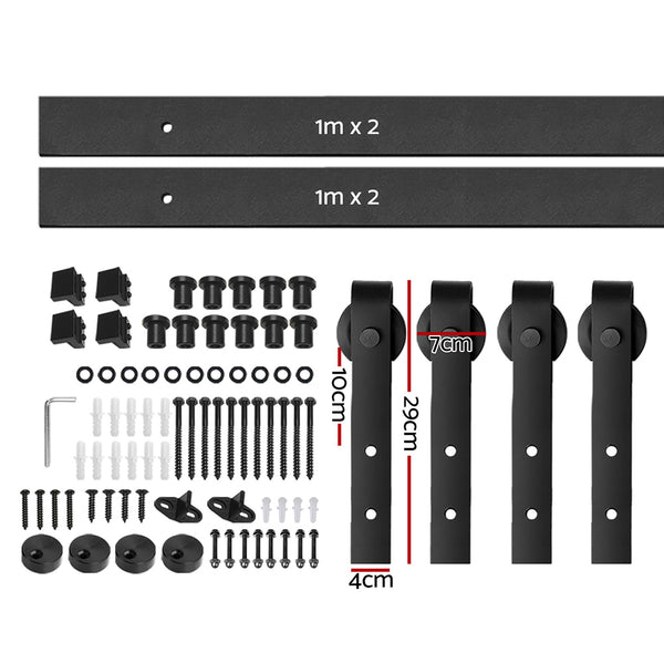 Cefito Sliding Barn Door Hardware Track Set 4m Roller Kit Slide Office Bedroom - Cefito