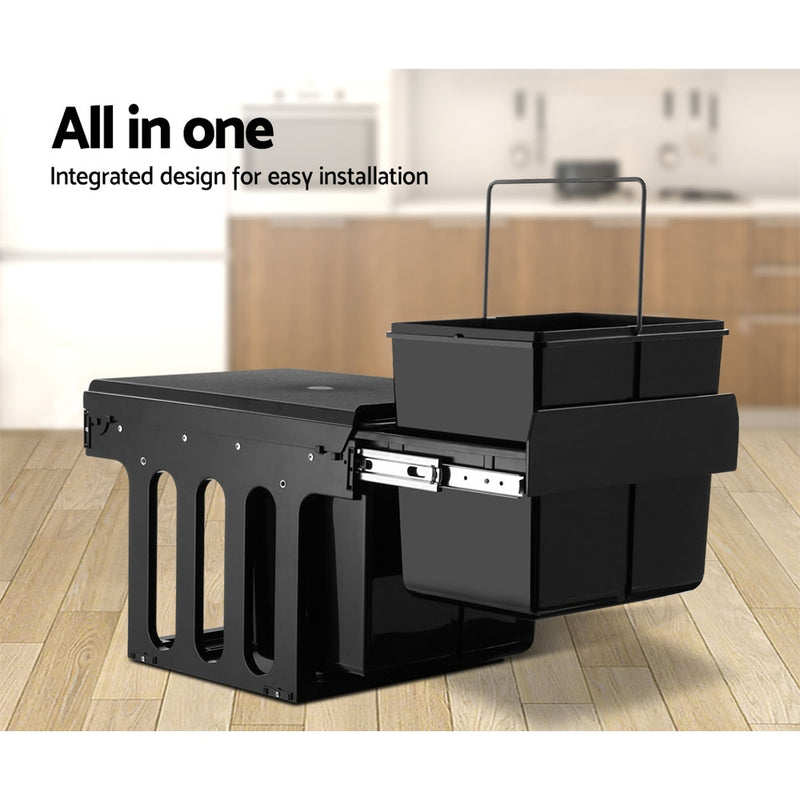 Cefito 2 x 15L Pull Out Bin Black