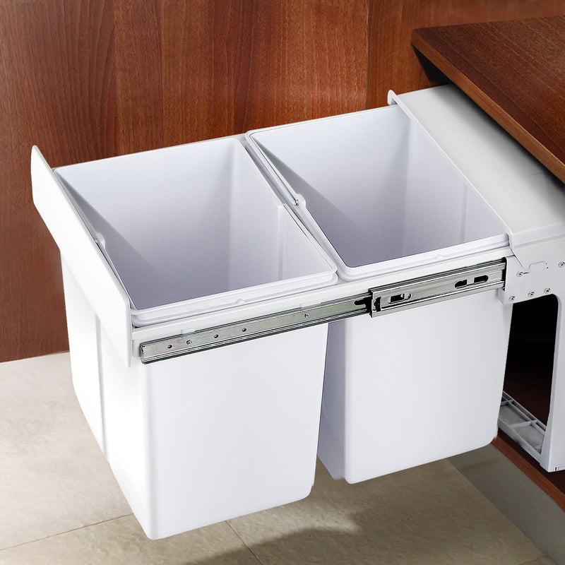 Cefito 2 x 15L Pull Out Bin White