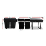 Cefito 2 x 20L Pull Out Bin Black