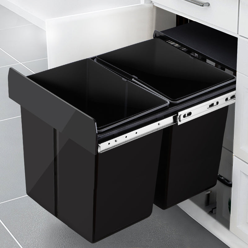 Cefito 2 x 20L Pull Out Bin Black