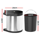 Cefito Kitchen Swing Out Pull Out Bin Stainless Steel Garbage Rubbish Can 12L - Cefito