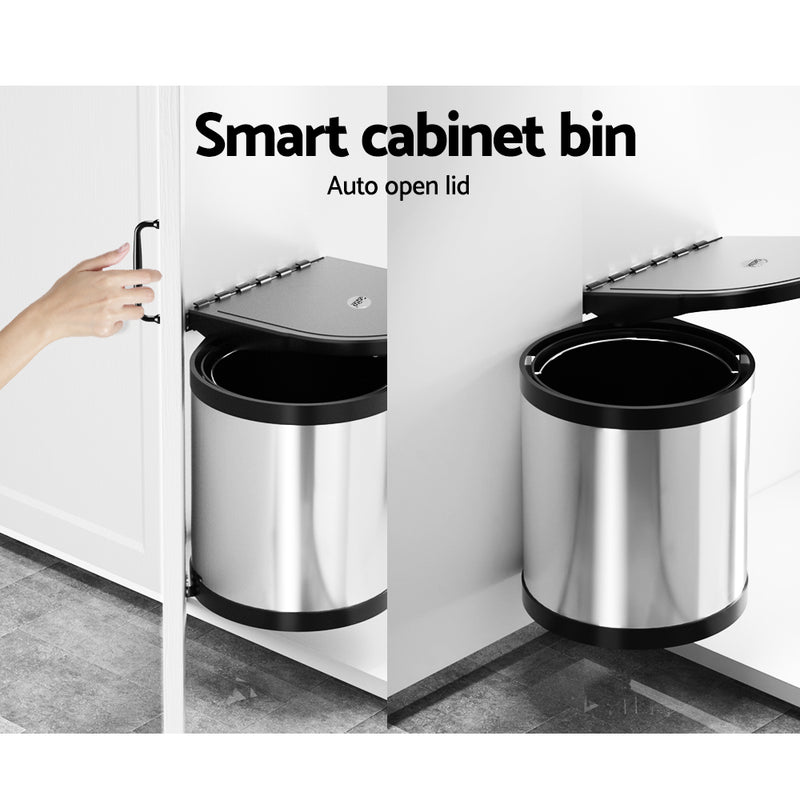 Cefito Kitchen Swing Out Pull Out Bin Stainless Steel Garbage Rubbish Can 12L - Cefito