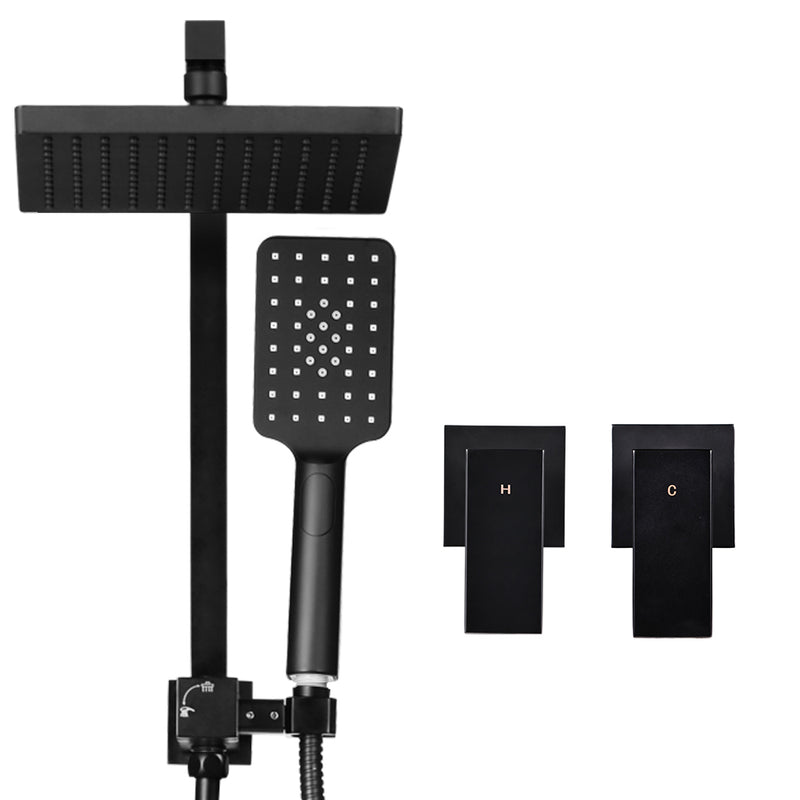 Cefito WELS 8'' Rain Shower Head Taps Square Handheld High Pressure Wall Black - Cefito