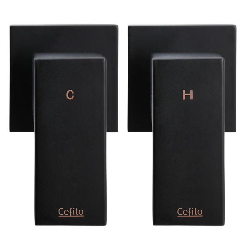 Cefito Bathroom Taps Faucet Rain Shower Head Set Hot And Cold Diverter DIY Black - Cefito