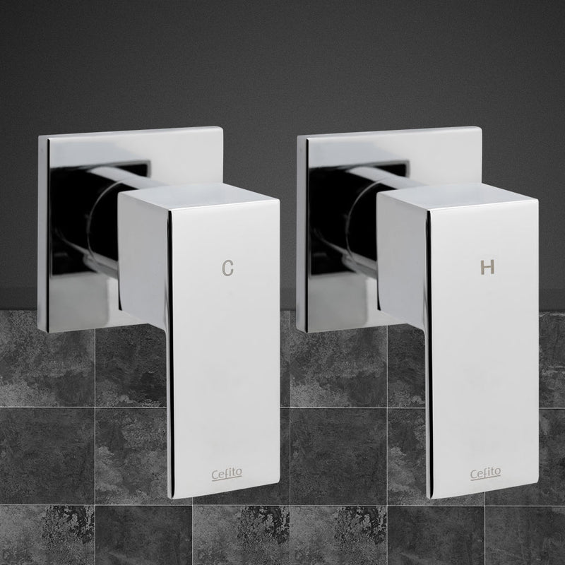 Cefito Bathroom Taps Faucet Rain Shower Head Set Hot And Cold Diverter DIY Chrome - Cefito