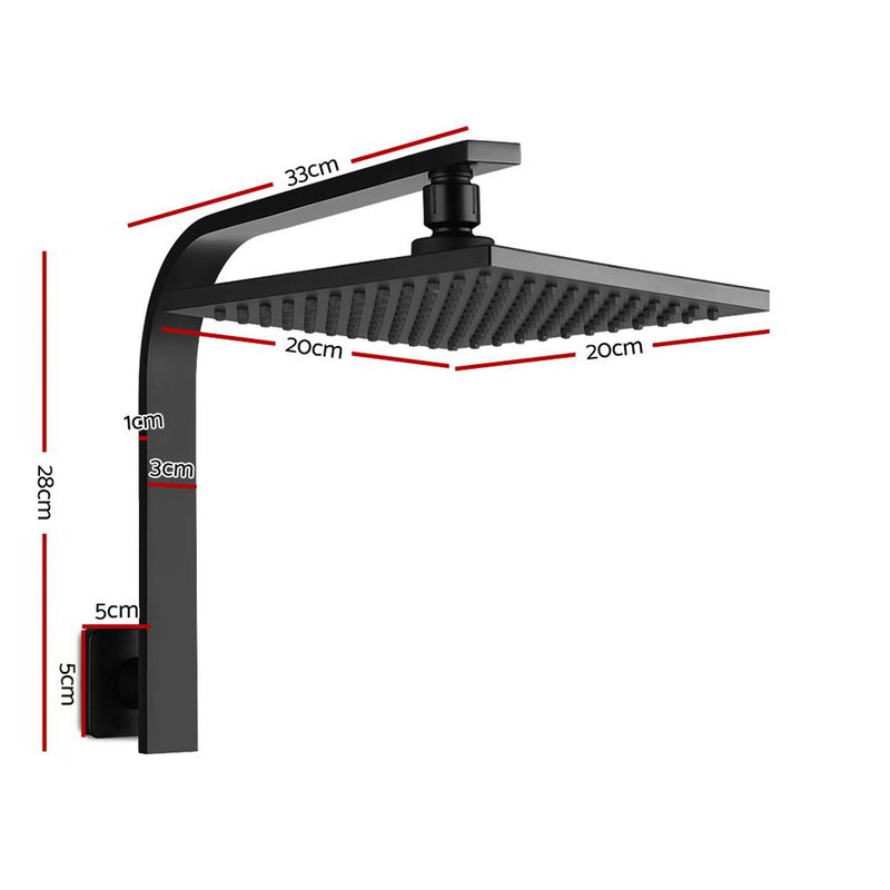 Cefito WELS 8 Rain Shower Head Set Bathroom Gooseneck Square Faucet High Pressure Hand Held Black