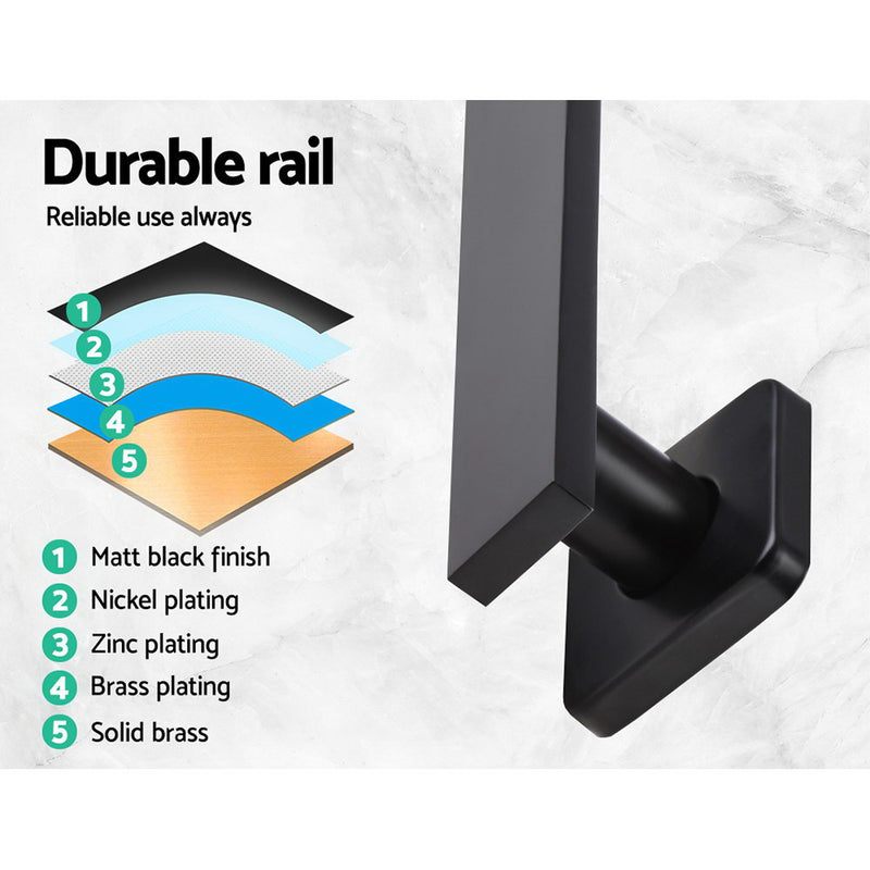 Cefito WELS 8 Rain Shower Head Set Bathroom Gooseneck Square Faucet High Pressure Hand Held Black
