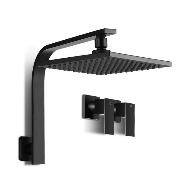 Cefito WELS 8 Rain Shower Head Set Bathroom Gooseneck Square Taps Hand Held High Pressure DIY Black