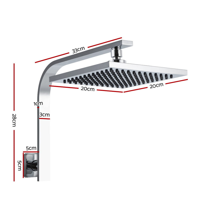 Cefito WELS 8 Rain Shower Head Set Bathroom Gooseneck Square Faucet High Pressure Hand Held