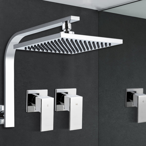 Cefito WELS 8 Rain Shower Head Set Bathroom Gooseneck Square Taps Hand Held High Pressure DIY Silver