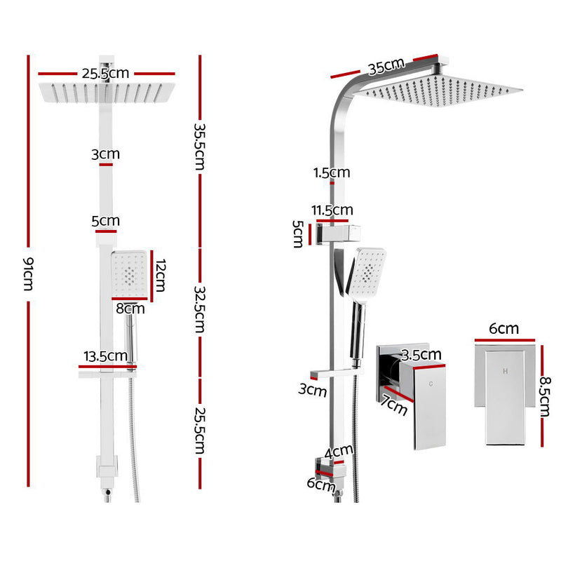 Cefito WELS 10 Rain Shower Head Set Bathroom Square Dual Heads Taps Hand Held High Pressure DIY