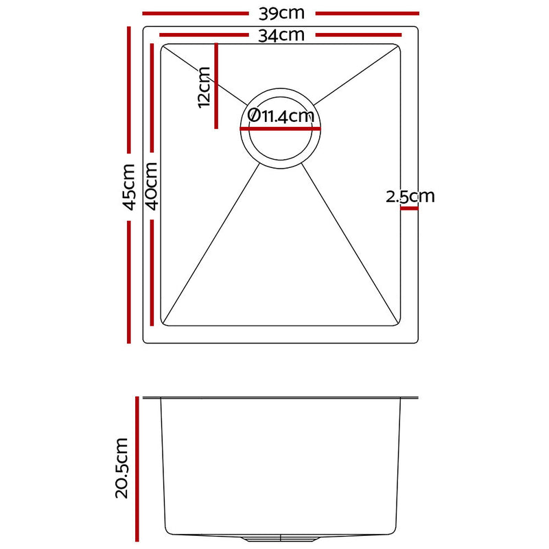 Cefito 390 x 450mm Stainless Steel Sink