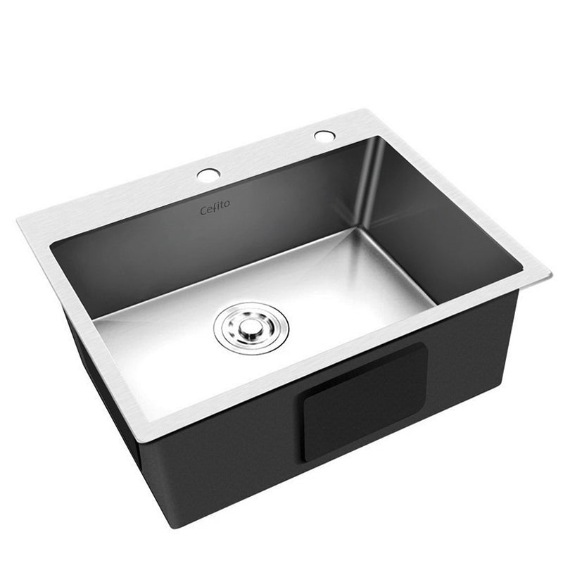 Cefito 60cm x 45cm Stainless Steel Kitchen Sink Flush/Drop-in Mount Silver - Cefito