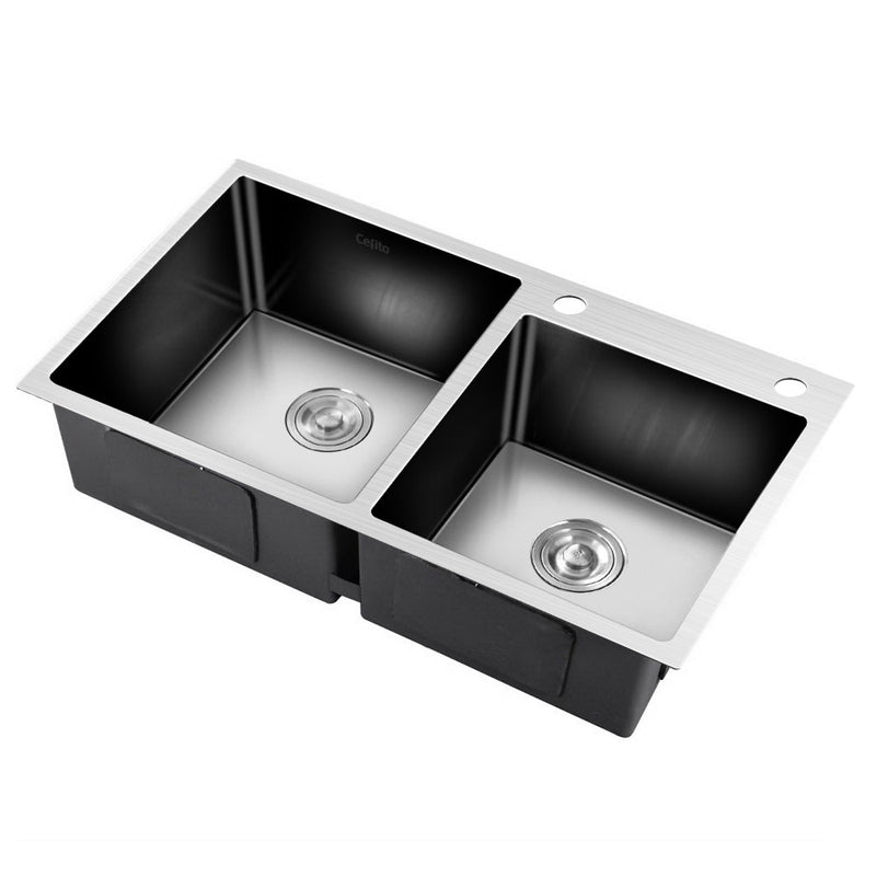 Cefito 80cm x 45cm Stainless Steel Kitchen Sink Flush/Drop-in Mount Silver - Cefito