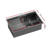 Cefito Kitchen Sink 70X45CM Stainless Steel Single Bowl Drain Rack Basket Black - Cefito