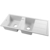 Cefito Kitchen Sink Granite Stone Top or Undermount Double White 1160mm x 500mm