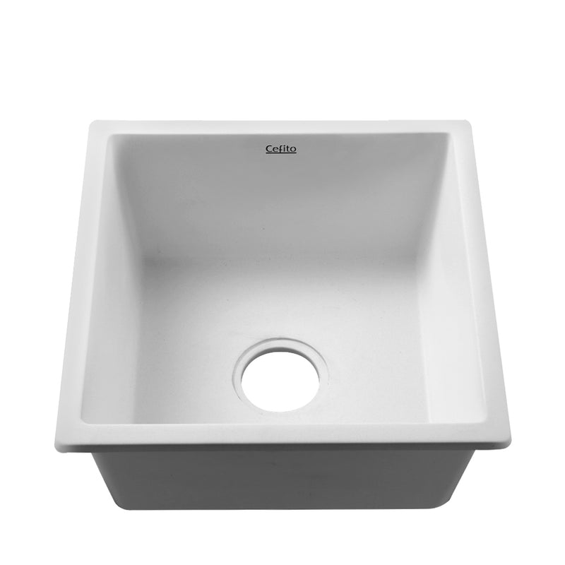 Cefito Stone Kitchen Sink 450X450MM Granite Under/Topmount Basin Bowl Laundry White - Cefito