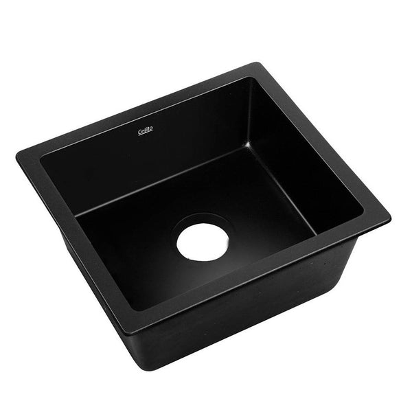 Cefito 460mm x 410mm Granite Stone Sink Black