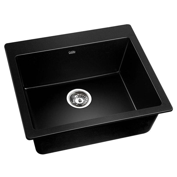 Cefito 570mm x 500mm Granite Stone Sink Black